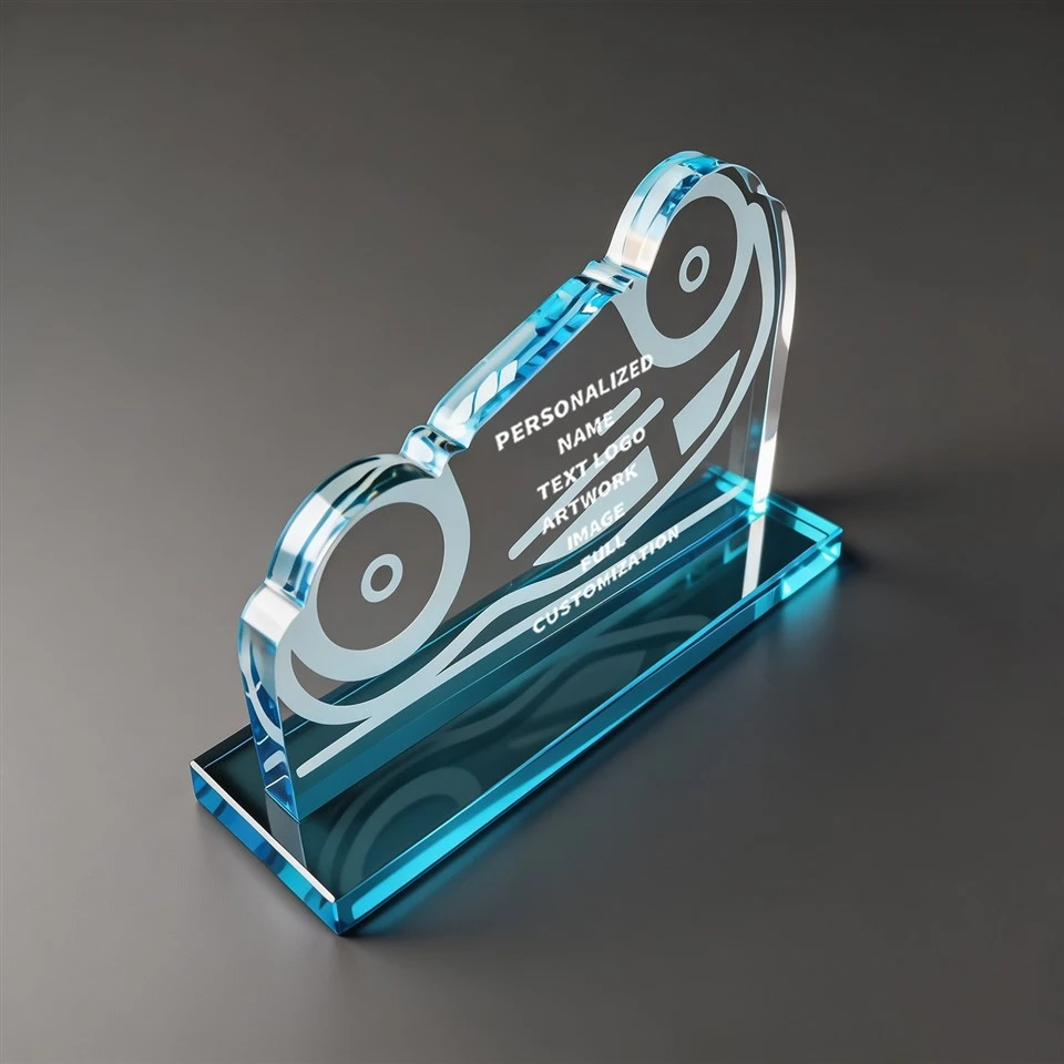 Drone Shape Blue Crystal Trophy factory