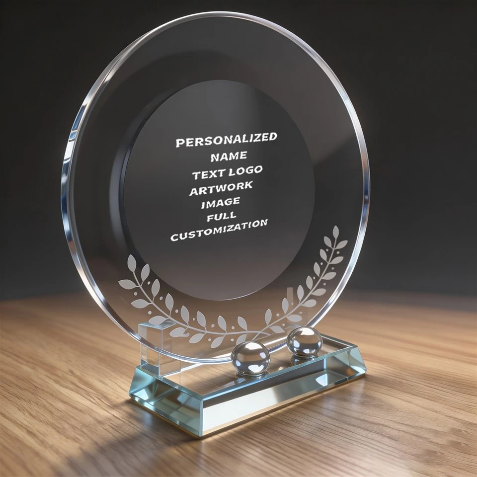 Laurel Pattern Crystal Personalized Desk Award high quality